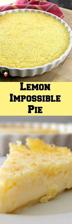 the lemon impossible pie is ready to be baked in the oven and served on a plate