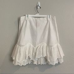 Nwt H&M Eyelet Tiered Ruffle Skirt In White Size 6 No Flaws, Excellent Condition. 100% Cotton, Lined, Boho Chic, Cottagecore, Prairie Style. Perfect For Spring And Summer Measurements Laying Flat Waist 15” Length Is 18 1/2” Offers Welcome H&m Summer Mini Length Bottoms, H&m Mini Length Bottoms For Summer, H&m Skirt For Spring Day Out, H&m Summer Mini Bottoms, White Mini Skirt By H&m, H&m White Mini Skirt For Spring, White H&m Mini Skirt For Spring, H&m White Skirt For Spring, White H&m Skirt For Summer