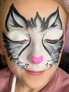 cat face paint 17 Easy Cat Face Paint, Painting Ideas For Birthday, Face Paint Cat, Black Cat Face Paint, Face Paint For Halloween, Easy Face Painting Ideas, Cat Face Painting, Cat Face Paint, Face Painting Ideas For Kids