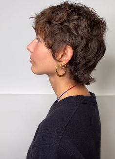 Wavy Pixie Mullet, Elf Crop Haircut, Mullet Short Women, Shaggy Pixie Mullet Curly, Short Hairstyle Wavy Hair, Mullet Short Hairstyle Women, Mod Cut Women, Short Hair Mullet Woman, Pixie Haircut Wavy Hair