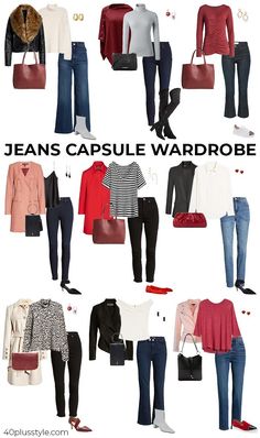 A jeans capsule wardrobe | 40plusstyle.com Jeans Dressed Up, How To Dress Up Jeans, Work Outfit Jeans, Jeans Capsule Wardrobe, Jeans Outfit Ideas For Women, Jeans Over 50, Stylish Jeans Outfit, How To Wear Jeans, Basics Wardrobe