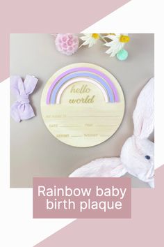 Use this Hello World plaque to announce your new arrival to the world, then display as a gorgeous keepsake piece in the nursery afterwards. Pointed Pen, Rainbow Baby, Rainbow Colors