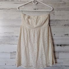 Short Lace Dress. Cream, Off White Color Women Poetry, Short Lace Dress, Dress Cream, Off White Color, Lace Shorts, White Color, Lace Dress, Strapless Dress, Colorful Dresses