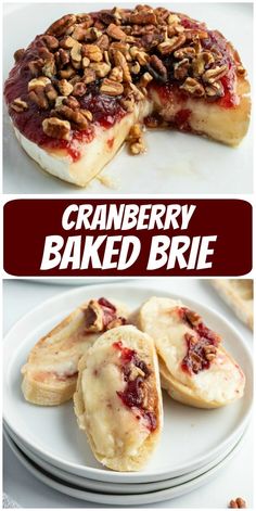 cranberry baked brie with pecans on top