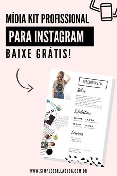 a pink background with the words media kit professional para instagramm bake gratis