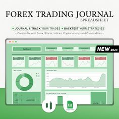 the forex trading journal spreadsheet is displayed in front of a computer screen