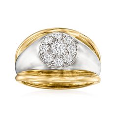 Ross-Simons - C. 1990 Vintage .85ct t. w. Diamond Cluster Ring in Gold. Size 10. C. 1990. Stunning sparkle in a versatile design! Our ultra-chic Estate collection ring shimmers with .85 ct. t. w. round brilliant-cut diamonds in a lush central cluster. Finely crafted in 14kt white and yellow gold. 5/8" wide. Diamond cluster ring. Exclusive, one-of-a-kind Estate Jewelry. Diamond birthstones are the perfect gift for April birthdays. Antique Jewelry Rings, Gold C, Diamond Birthstone, Fine Jewelery, Jewelry Rings Diamond, Jewelry Diamond, Diamond Cluster Ring, Diamond Cluster, Vintage Diamond