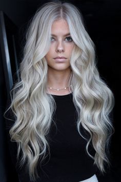 Platinum Blonde Hair Brown Eyes, Pearl Ash Blonde Hair, Rooted Platinum Blonde, Platnium Blonde Hair, Bright Dimensional Blonde, Gigi Hair, Curled Blonde Hair, Icy Hair, Cool Blonde Hair Colour