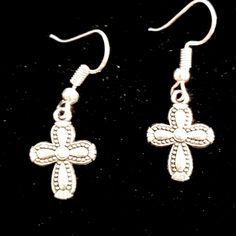 Beautifully Designed With High Quality Craftsmanship These Earrings Are Stunning. The Crosses Have The Oxidation Process Outlining The Silver Beading Which Gives Them A Beautiful Antique Design. They Are Double Sided So Mo Matter What Way They Turn You Will See The Beautiful Cross. This Elegant Earrings Are Nickel Free. The Crosses Are Dainty About The Size Of A Dime. These Will Be One Of Your Favorite Gotos. Makes A Beautiful Keepsake Gift. A Awesome Way To Show Your Faith. Silver Cross Earrings, Beautiful Cross, Cross Earrings, Antique Design, Silver Cross, Boutique Jewelry, Elegant Earrings, Keepsake Gift, Ladies Boutique