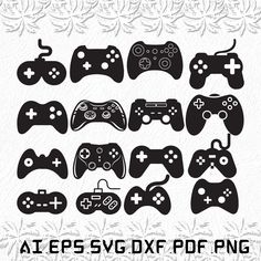 a set of video game controller silhouettes