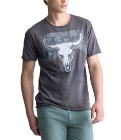 From Buffalo David Bitton&#x2C; this T-shirt features:Crew necklineShort sleevesRodeo cowboy "riding" a horse character graphic&#x2C; a skull screen print and verbiage on the frontClassic fitPullover constructionCottonMachine wash/tumble dryImported. Short Sleeve Tops For Rodeo In Spring, Short Sleeve Tops For Spring Rodeo, Western Short Sleeve Tops For Spring, Short Sleeve Top For Rodeo In Spring, Western Style Short Sleeve Tops For Spring, Crew Neck Shirt For Summer Rodeo, Casual Crew Neck Shirt For Rodeo, Fitted Crew Neck Top For Rodeo, Casual Cotton T-shirt For Rodeo