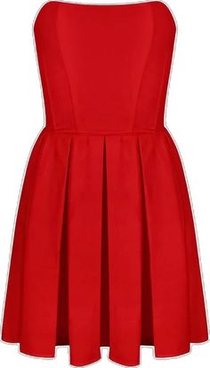 Fitted Strapless Solid Color Dress, Red Solid Mini Dress For Party, Solid Strapless Dress For Club, Fitted Solid Color Strapless Dress For Party, Solid Pleated Mini Dress For Night Out, Fitted Pleated Strapless Mini Dress, Stretch Pleated Mini Dress For Party, Strapless A Line Dress, Night Party Dresses