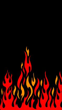 a black background with red and yellow flames