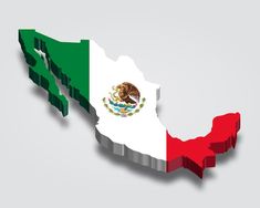 the map of mexico with the flag on it