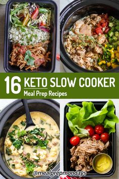 the 16 keto slow cooker meal prepped and ready to be eaten in less than 10 minutes