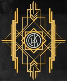 an art deco poster with the letter a in gold and black