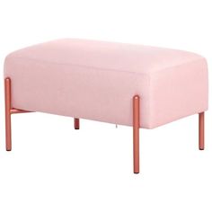 a pink footstool with copper legs on an isolated white background for use in interior and exterior design