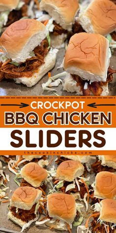 This Crockpot BBQ Chicken Sliders is a perfect simple game day recipe to have for your family and friends. It's an easy to prepare, an affordable meal option, yet packed with flavor! Having this shredded BBQ Chicken on a Hawaiian Roll with some cabbage slaw makes it so enticingly tasty. This slider recipe is also awesome for tailgating party ideas. Flavorful Chicken Breast Recipes, Crockpot Bbq Chicken, Bbq Chicken Sliders, Slow Cooker Bbq Chicken, Bbq Chicken Crockpot, Chicken Sliders