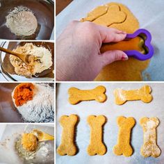 the process of making dog treats is shown here