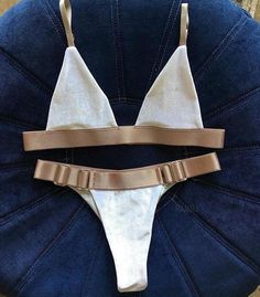 Fashion Gold Edge Belt Swimwear Bikini Set on Luulla Velvet Swimwear, Swimwear Suits, Swimming Bathing Suits, Gold Fashion, Buckle