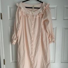 This Vintage Victoria's Secret Gown Is A Beautiful Addition To Any Sleepwear Collection. The Soft Pink Color And Prairie Style Make It A Unique And Timeless Piece. The Gown Is Made Of 100% Cotton, Ensuring Maximum Comfort While You Sleep. The Long Sleeves Provide Warmth, And The Petite Small Size Ensures A Perfect Fit For Those Who Prefer A Snug Feel. The Gown Comes New With Tags, Ready To Be Worn And Loved. This Gown Is Wrinkled From Being Folded For So Long, When Washed The Wrinkles Will Come Coquette Pink Nightgown For Bedtime, Coquette Pink Nightgown For Sleep, Pink V-neck Nightgown, Feminine Pink V-neck Nightgown, Pink Nightgown, Vintage Pink V-neck Nightgown, Soft Pink Color, Prairie Style, Night Gown