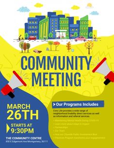 the community meeting flyer is shown