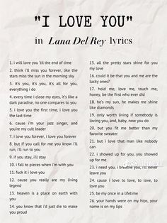 the poem i love you in lana del ray's lyrics is written on a piece of paper