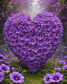 purple flowers in the shape of a heart