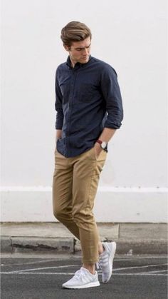 Khaki Pants Outfit Men, Khaki Pants Outfit, Mens Smart Casual Outfits, Herren Style, Pants Outfit Men, Formal Men Outfit, Smart Casual Men