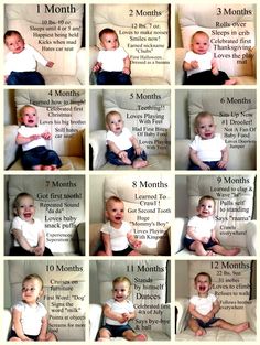 the baby's first steps are shown in many different ways, including sitting on a chair