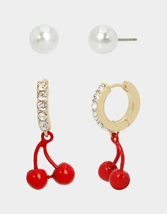 BETSEYS POOL PARTY CHERRY EARRING SET RED | Earrings – Betsey Johnson Betsey Johnson Earrings, Cherry Earrings, Happy Hippie, Shoes Sandals Heels, Red Earrings, Blue Jewelry, Heel Sandal, Spring Trends, Flower Child