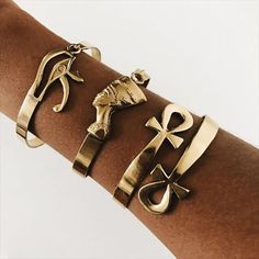 Egyptian Ankh Eye SS Vermeil Bracelet - Granola Child Egyptian Bracelet, Ancient Egyptian Jewelry, Dope Jewelry Accessories, African Gifts, Eye Of Ra, Egyptian Queen, Bangles For Women, Egyptian Symbols, Egyptian Jewelry