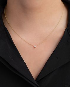 Small handcrafted round single diamond in a 14k solid gold mini bezel cup hanging from a dainty cable link chain, chic and timeless, wear it by itself or layered, day or night. made in L.A. Chain Length:16'' Ships in 2-5 business days Comes gift ready in our beautiful branded jewelry box. 14k Gold Initial Necklace, Baguette Necklace, Wishbone Necklace, Diamond Baguette, Unique Pendant Necklace, Evil Eye Necklace, Evil Eye Bracelet, Bezel Diamond, Diamond Fashion