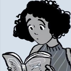 a drawing of a girl reading a book