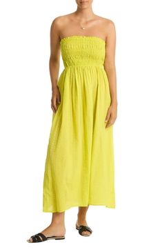 Sea Level Heatwave Strapless Cotton Cover-Up Dress | Nordstrom Sea Level, Flowy Skirt, Cover Up Dress, Nordstrom Dresses, Bodice, Cover Up, Hand Wash, Slip On, Nordstrom