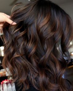 Balayage Caramel, Dark Chocolate Hair, Dark Chocolate Brown Hair, Black Hair Balayage, Chocolate Brown Hair Color, Hair Color Chocolate, Black Hair With Highlights, Brunette Balayage Hair