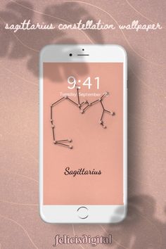 a cell phone with the zodiac sign sagithans on it's screen