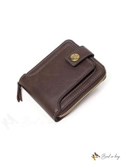 BirdinBag - Minimalist Zippered Small Wallet with Stylish Stitch Detail for Daily Use Brown Everyday Wallet With Zipper Closure, Casual Brown Wallets With Zipper Pocket, Casual Brown Wallet With Zipper Pocket, Brown Rectangular Wallet With Zipper Closure, Brown Rectangular Coin Purse With Zipper Closure, Brown Coin Purse With Snap Closure For Everyday, Versatile Brown Wallet With Zipper Closure, Everyday Brown Coin Purse With Snap Closure, Casual Brown Wallet With Zipper Closure