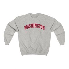 "\"Washington\" College Crewneck Sweatshirt --- - This soft sweatshirt has a loose fit for a comfortable feel - Durable print - Loose fit - 50% Cotton; 50% Polyester (fibre content may vary for different colors) - Runs true to size --- Thanks for visiting our store! --- Shipped from our partner in the US --- You can find even more sweatshirts here: https://www.etsy.com/shop/lukassfr" State Sweatshirts, Clothes Preppy, College Crewneck Sweatshirts, Columbia College, College Sweater, College Crewneck, Dead Poets Society, College Sweatshirt, Color Run