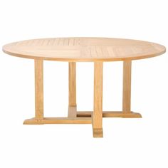 a round wooden table with four legs