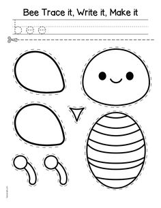 bee trace it, write it make it printable worksheet for preschoolers