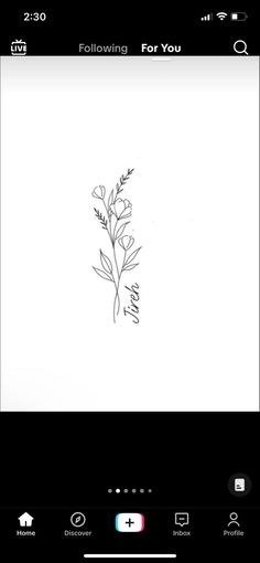 an iphone screen with a drawing of flowers on it