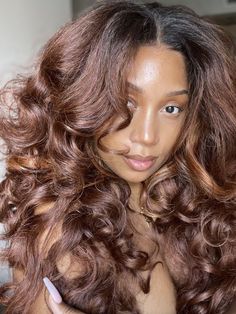 Tea Brown Hair Color, Honey Tea Brown Hair Color, Cinnamon Brown Hair Color, Air Style, Pretty Vibes, Dyed Curly Hair, Honey Hair Color