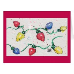 a christmas card with lights and confetti on it