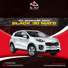 Black 3D Floor Mats with white thread for Kia Sportage Car Desert Explorer, Luxury Floor, Kia Sportage, Car Floor Mats, Car Interior, Floor Mats, Perfect Fit, Conditioner, Flooring