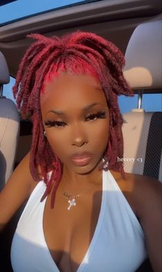 Locs Hairstyles Colored, Hot Pink Locs Black Women, Pink And Red Locs Black Women, Pink Dreadlocks Black Women, Burgandy Locs On Black Women, Pink And Black Dreads Black Women, Beautiful Dreadlocks