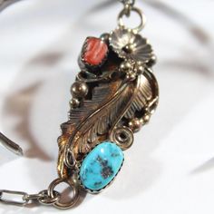 -Vintage Sterling Silver RS Native American Natural Coral and Turquoise Bracelet with Ring Set -Total length: 7.75 in -Bracelet inside diameter: 2.75 in x 2 in -Bracelet opening length: 1.75 in -Middle piece size: 1.5 in x 0.75 in -Ring size: 7.5 US -Ring face size: 1.5 in x 0.75 in -Coral size:about 5.75 mm x 5.15 mm -Turquoise size:about 10.7 mm x 6.8 mm -Total weight: 48 g -Marked sterling and RS Collectible Patina Bracelet, Vintage Multi-stone Bracelets Gift, Vintage Turquoise Bracelet, Vintage Multi-stone Bangle Bracelet, Vintage Oval Multi-stone Bracelets, Vintage Turquoise Bracelets As Gift, Antique Turquoise Bangle, Vintage Multi-stone Turquoise Jewelry, Vintage Turquoise Multi-stone Jewelry