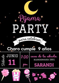 a flyer for a birthday party with candy and candies on the front, in spanish