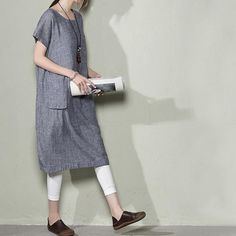 Blue Linen Shift Dress Summer Maxi Dresses Plus Size Linen ClothingThis dress is made of cotton linen fabric, soft and breathy, suitable for summer, so loose dresses to make you comfortable all the time.Measurement: Size M length 101cm / 39.39" Shoulder 35cm / 13.65" Bust 112cm / 43.68" Sleeve Length 21cm / 8.19" Cuff 20cm / 7.8" hem 116cm / 45.24" Size L length 102cm / 39.78" Shoulder 36cm / 14.04" Bust 116cm / 45.24" Sleeve Length 22cm / 8.58" Cuff 21cm / 8.19" hem 120cm / 46.8" Size XL length