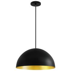 a black and gold pendant light hanging from the ceiling